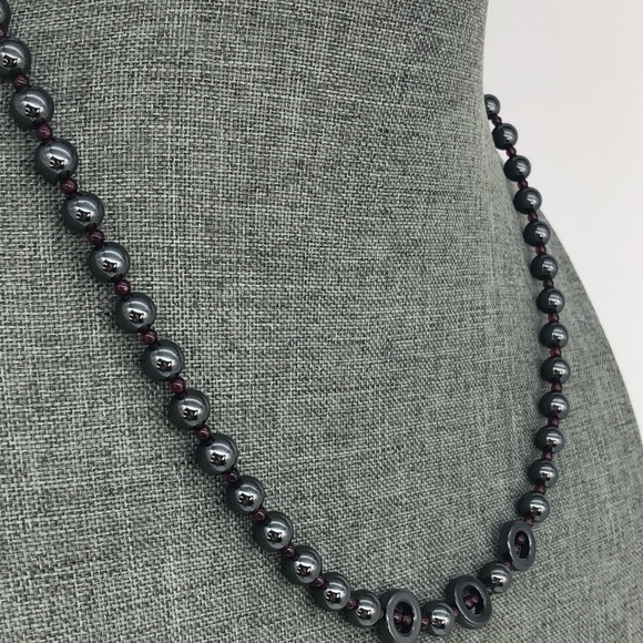 Hematite and Garnet Beaded Necklace - Picture 4 of 5